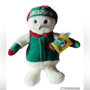 Snowden Snowman Green Red White I Love You 1998 Plush 11" Commonwealth Toy Tags